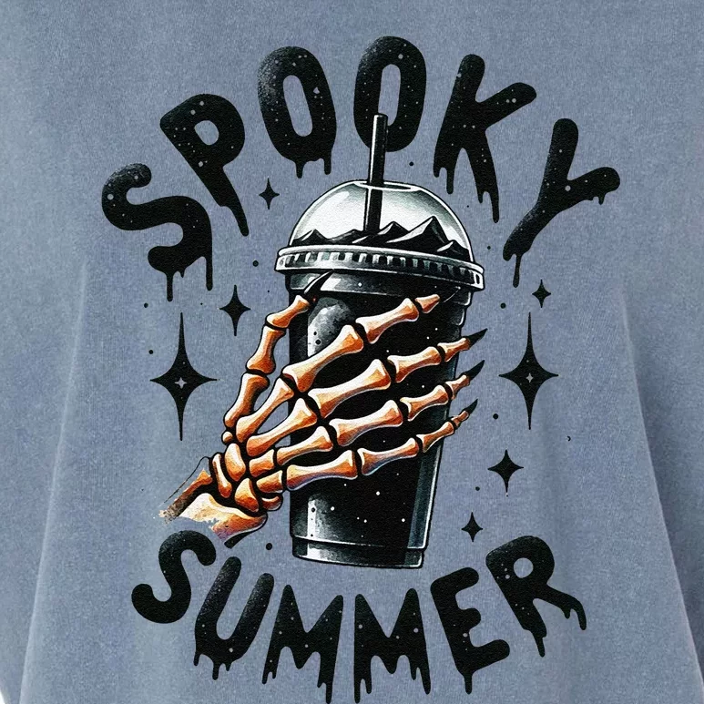 Spooky Summer Summer Vibes Skeleton Coffee Lover Skeleton Hand Garment-Dyed Women's Muscle Tee