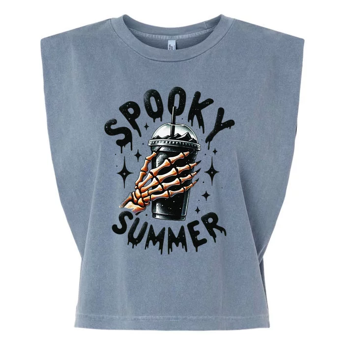 Spooky Summer Summer Vibes Skeleton Coffee Lover Skeleton Hand Garment-Dyed Women's Muscle Tee