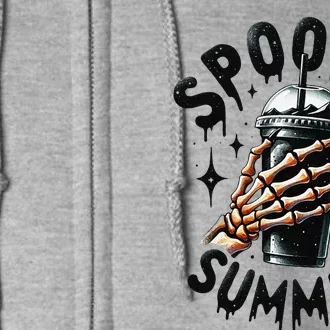 Spooky Summer Summer Vibes Skeleton Coffee Lover Skeleton Hand Full Zip Hoodie