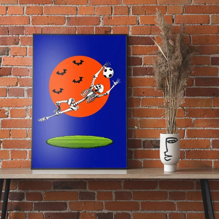 Soccer Skeleton Soccer Player Goalie Halloween Sports Moon Poster