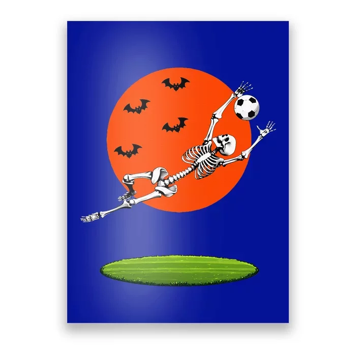 Soccer Skeleton Soccer Player Goalie Halloween Sports Moon Poster