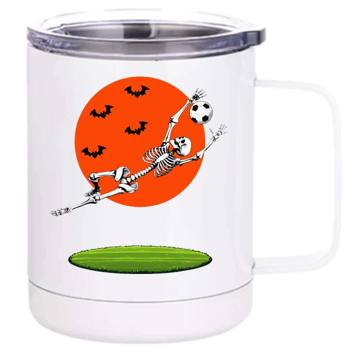 Soccer Skeleton Soccer Player Goalie Halloween Sports Moon Front & Back 12oz Stainless Steel Tumbler Cup