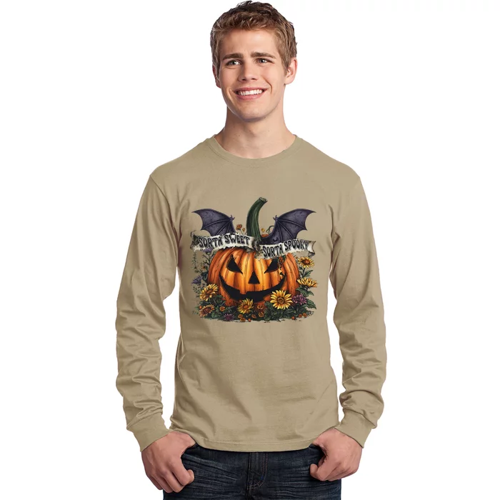 Sorta Sweet Sorta Spooky Flower Pumpkin Halloween Long Sleeve Shirt