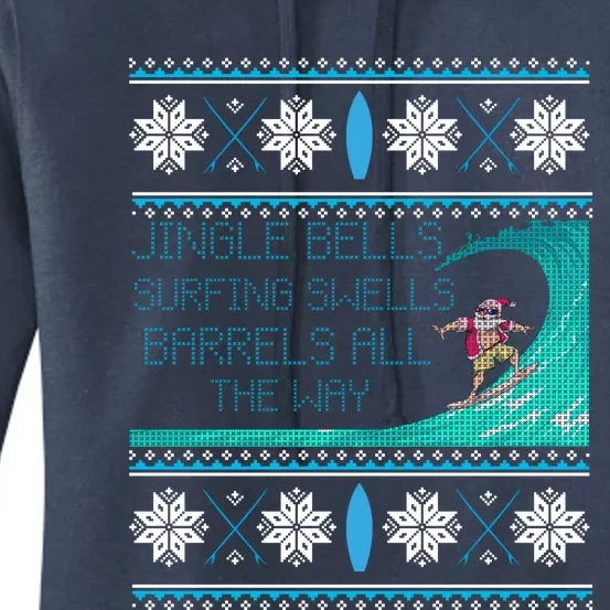 Surf Surfing Surfer Ugly Christmas Sweater Style Funny Gift Women's Pullover Hoodie