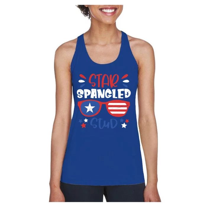 Star Spangled Stud 4th Of July Outfit Patriotic Gift Women's Racerback Tank