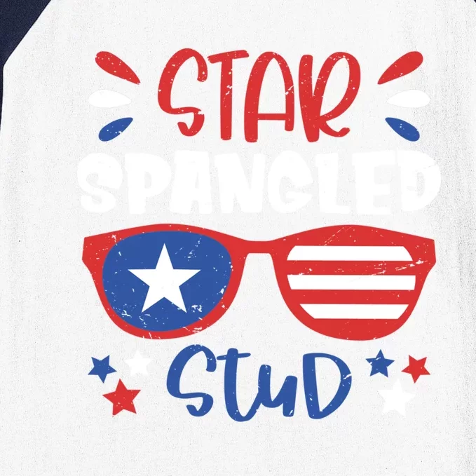 Star Spangled Stud 4th Of July Outfit Patriotic Gift Baseball Sleeve Shirt