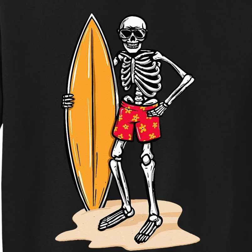 Skeleton Surfer Surfboard Surfing Board Lover Surfboarding Tall Sweatshirt