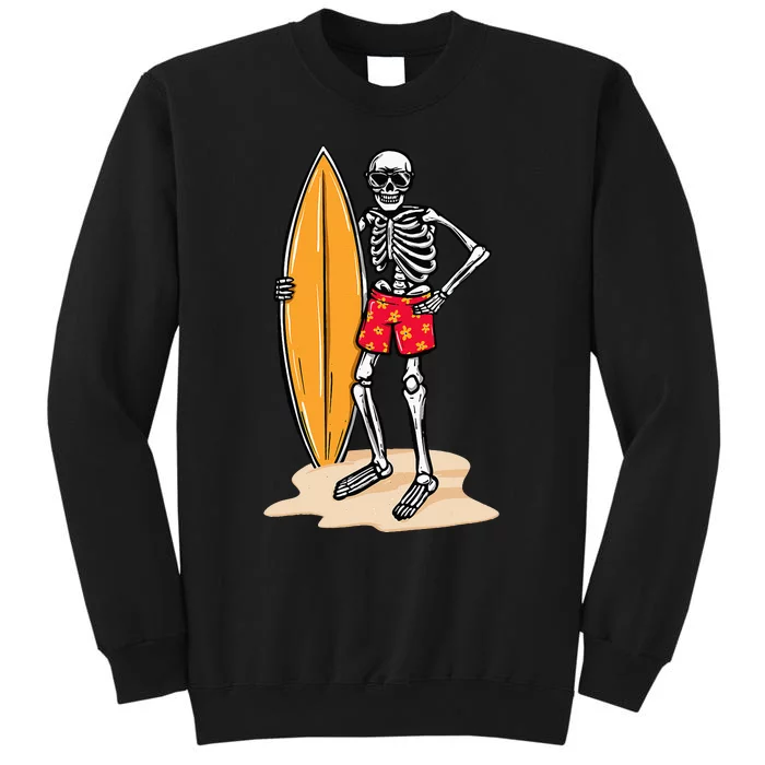 Skeleton Surfer Surfboard Surfing Board Lover Surfboarding Tall Sweatshirt