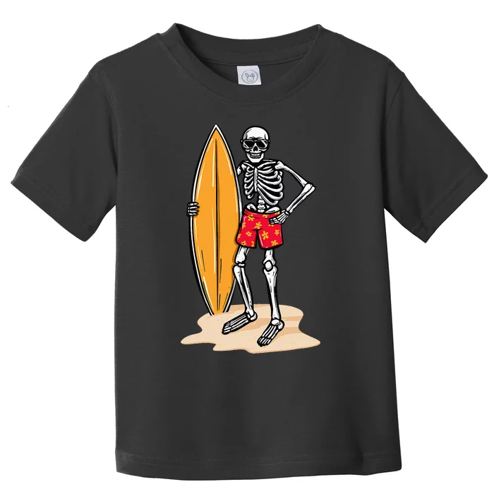 Skeleton Surfer Surfboard Surfing Board Lover Surfboarding Toddler T-Shirt