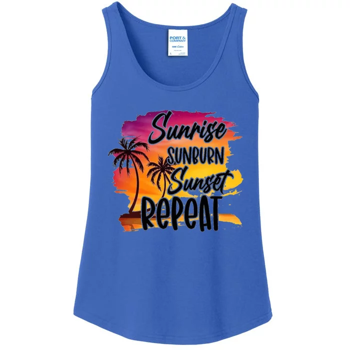 Sunrise Sunburn Sunset Repeat Great Gift Ladies Essential Tank