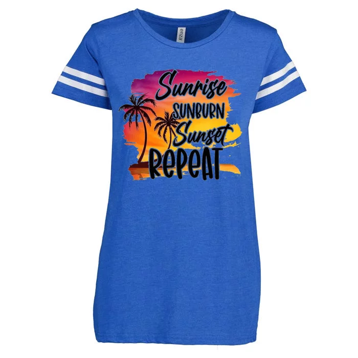 Sunrise Sunburn Sunset Repeat Great Gift Enza Ladies Jersey Football T-Shirt