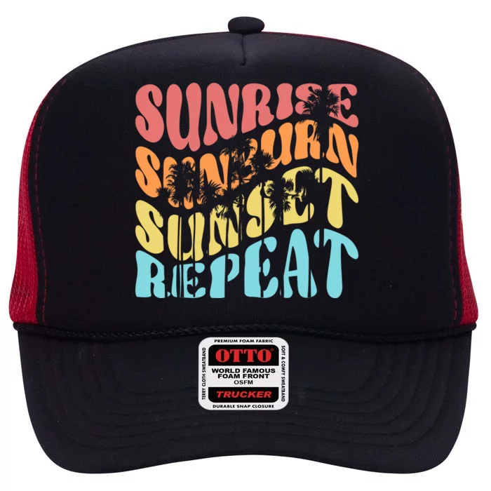 Sunride Sunburn Sunset Repeat High Crown Mesh Trucker Hat