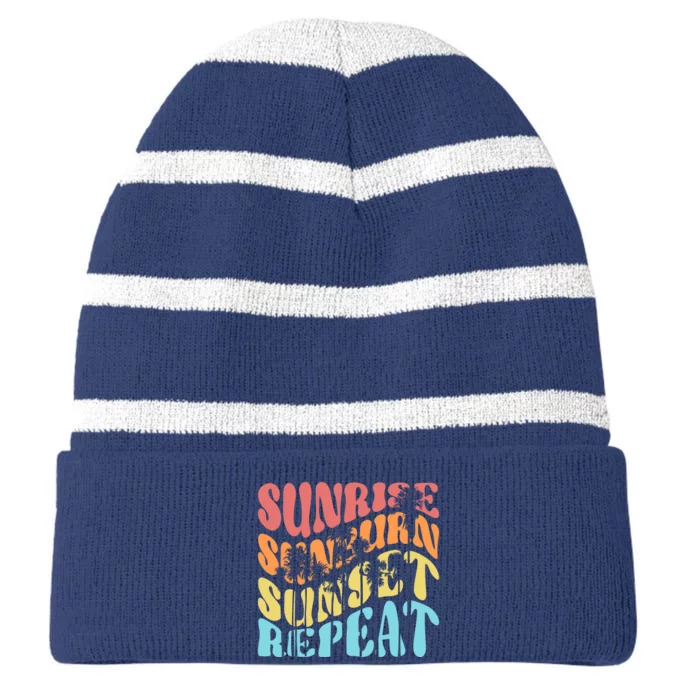 Sunride Sunburn Sunset Repeat Striped Beanie with Solid Band