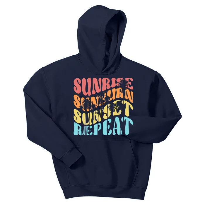 Sunride Sunburn Sunset Repeat Kids Hoodie