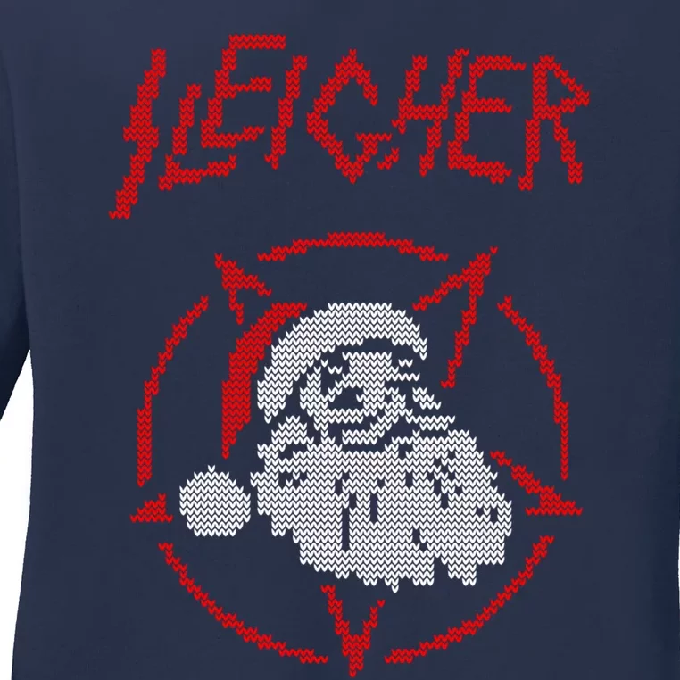 Sleigher Sweater Santa Ugly Christmas Funny Metal Ladies Long Sleeve Shirt