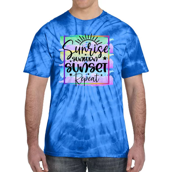 Sunrise Sunburn Sunset Repeat Gift Tie-Dye T-Shirt