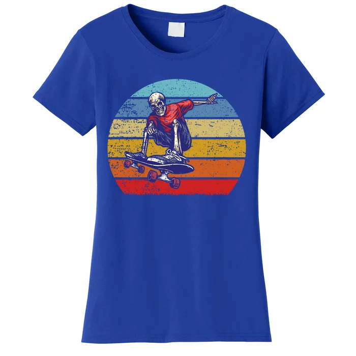 Skateboard Skeleton Skater Retro Vintage Skating Gift Women's T-Shirt