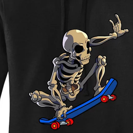 Skateboarding Skeleton Skater Skateboard Halloween Women's Pullover Hoodie