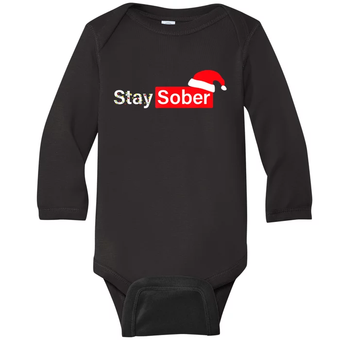 Stay Sober Santa Hat Baby Long Sleeve Bodysuit