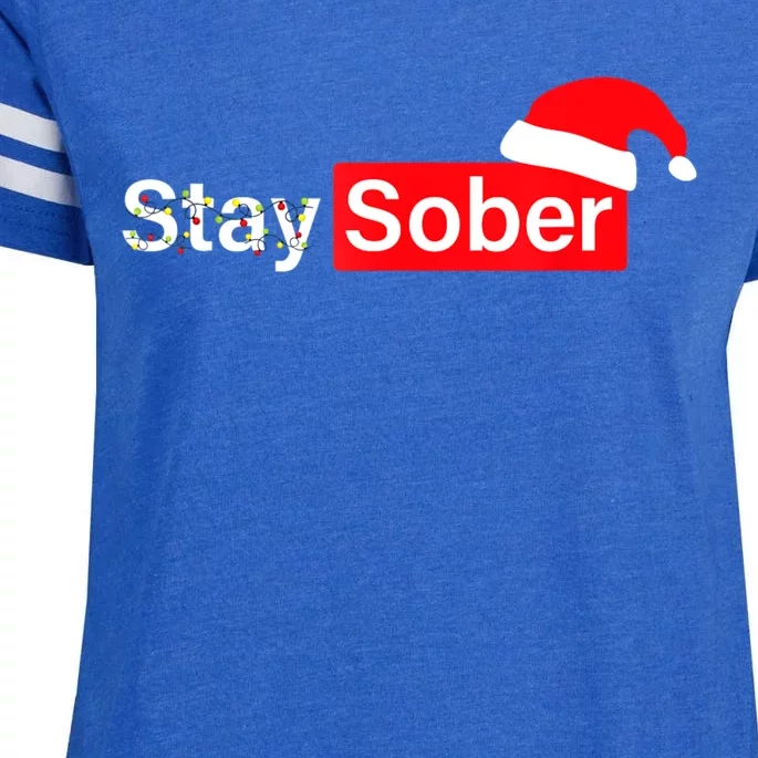 Stay Sober Santa Hat Enza Ladies Jersey Football T-Shirt