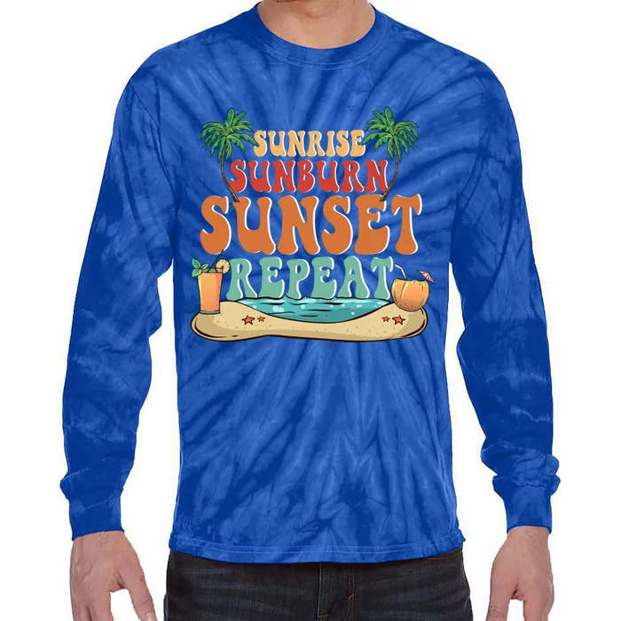 Sunrise Sunburn Sunset Repeat Summer Lovers Beach Lovers Great Gift Tie-Dye Long Sleeve Shirt