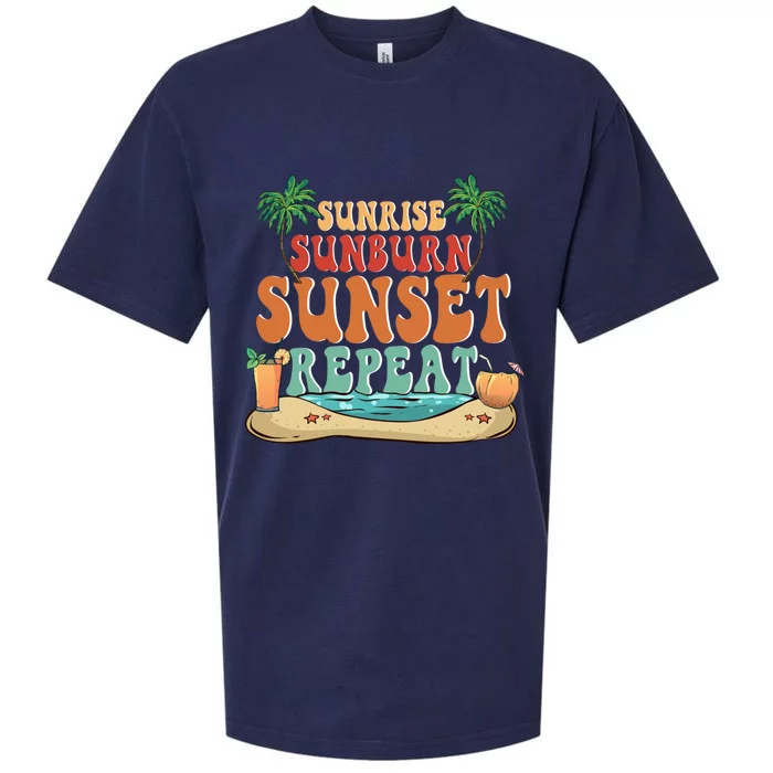 Sunrise Sunburn Sunset Repeat Summer Lovers Beach Lovers Great Gift Sueded Cloud Jersey T-Shirt