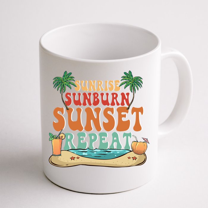 Sunrise Sunburn Sunset Repeat Summer Lovers Beach Lovers Great Gift Front & Back Coffee Mug