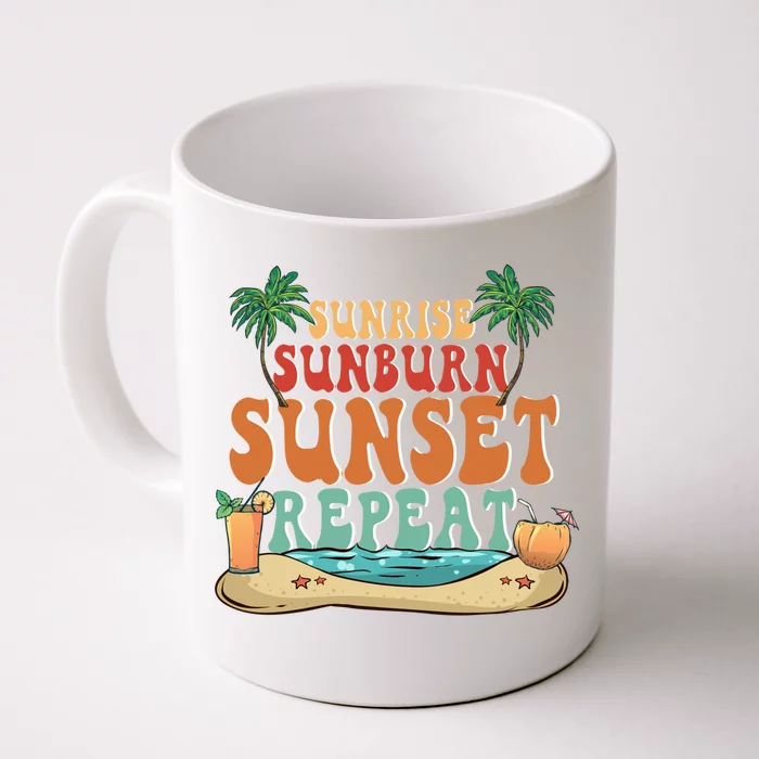 Sunrise Sunburn Sunset Repeat Summer Lovers Beach Lovers Great Gift Front & Back Coffee Mug