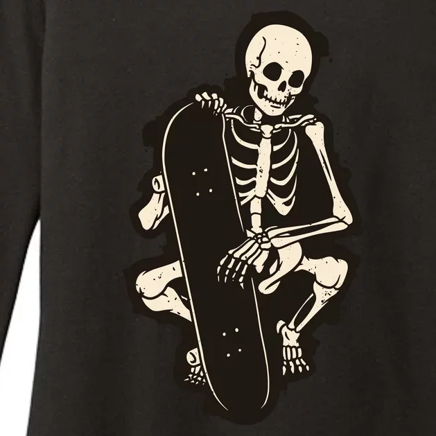 Skeleton Skateboarder Womens CVC Long Sleeve Shirt