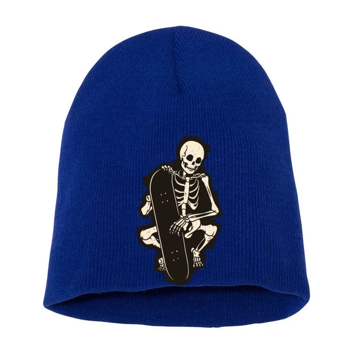 Skeleton Skateboarder Short Acrylic Beanie