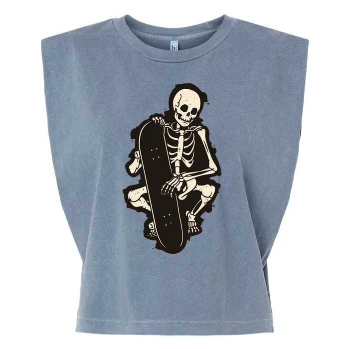 Skeleton Skateboarder Garment-Dyed Women's Muscle Tee