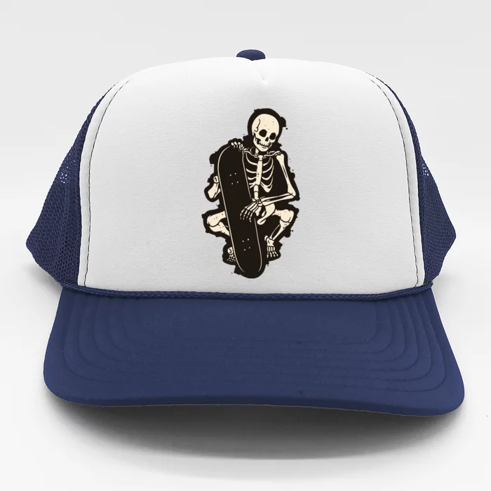 Skeleton Skateboarder Trucker Hat