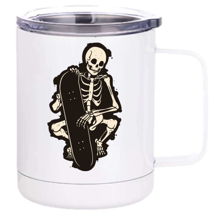 Skeleton Skateboarder Front & Back 12oz Stainless Steel Tumbler Cup