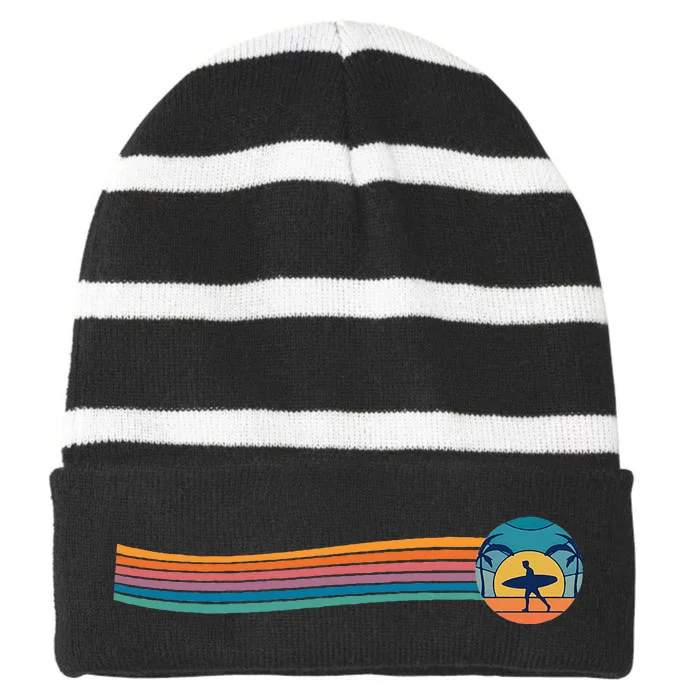 Surfboard Surf Surfer Surfboarder Striped Beanie with Solid Band