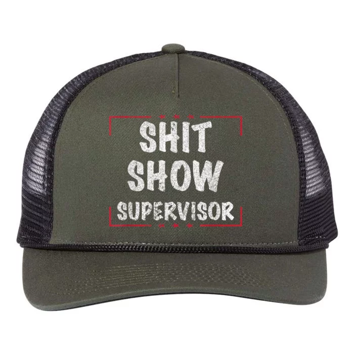 Shit Show Supervisor, Funny Dad Mom Boss Teacher Present Retro Rope Trucker Hat Cap