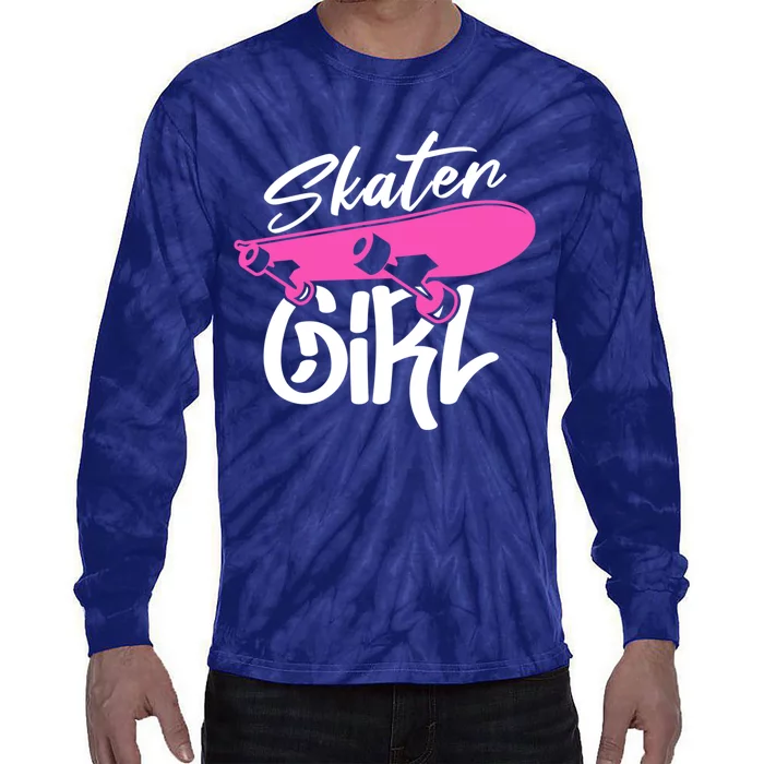 Skater Skateboard Skateboarding For Girl Tie-Dye Long Sleeve Shirt