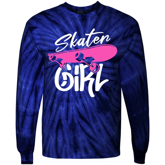 Skater Skateboard Skateboarding For Girl Tie-Dye Long Sleeve Shirt