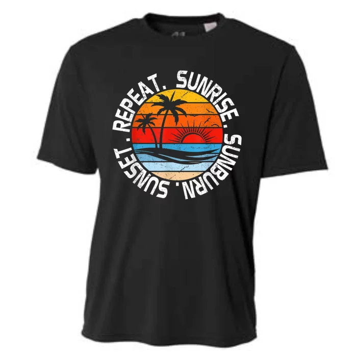 Sunrise Sunburn Sunset Repeat Retro Vintage Gift Cooling Performance Crew T-Shirt