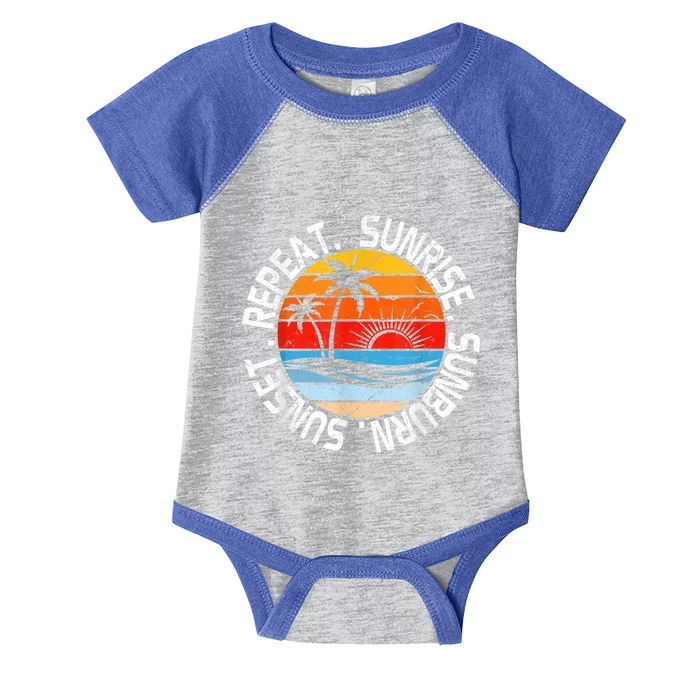 Sunrise Sunburn Sunset Repeat Retro Vintage Gift Infant Baby Jersey Bodysuit