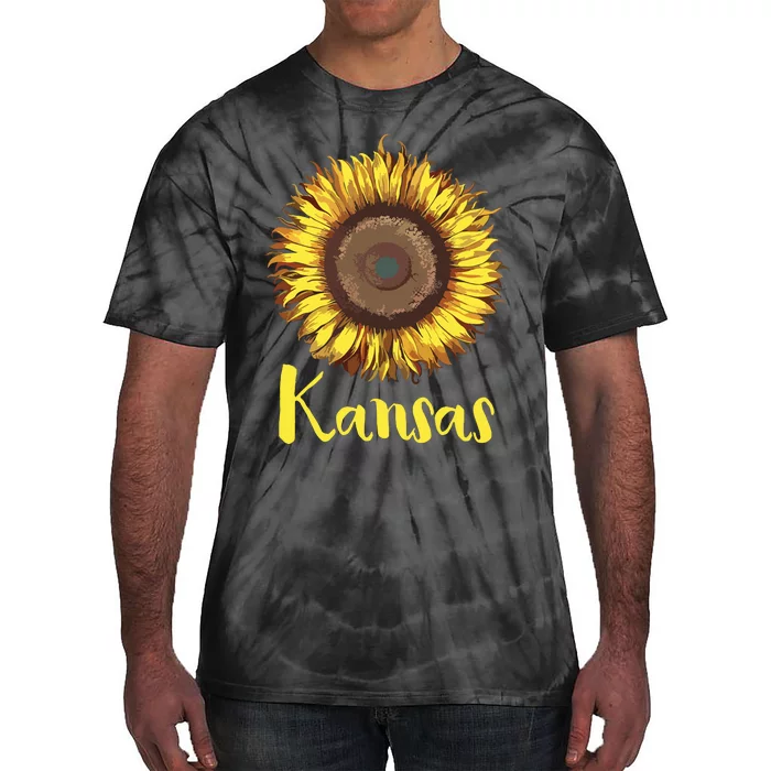 Single Sunflower State Of Kansas Flower Tie-Dye T-Shirt