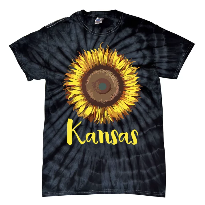 Single Sunflower State Of Kansas Flower Tie-Dye T-Shirt