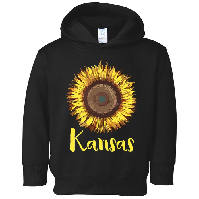 Single Sunflower State Of Kansas Flower Toddler Hoodie