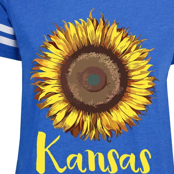 Single Sunflower State Of Kansas Flower Enza Ladies Jersey Football T-Shirt