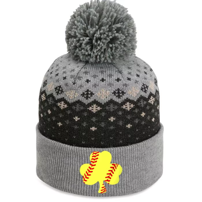 Softball Shamrock St Patricks Clover Sports Fan Athlete Gift The Baniff Cuffed Pom Beanie