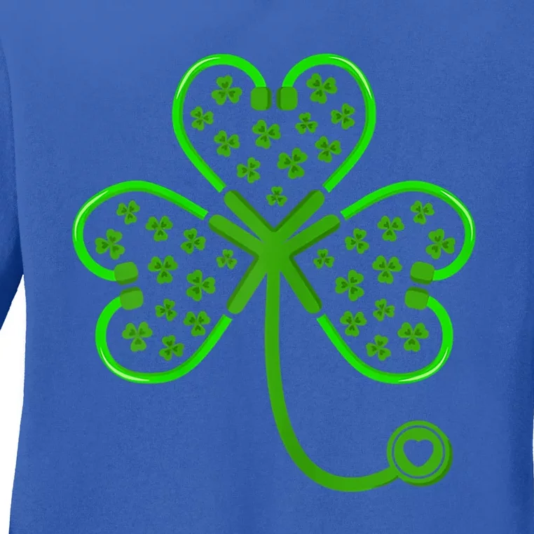 Shamrock Stethoscope Saint Patricks Day Nurse Lover Gift Ladies Long Sleeve Shirt