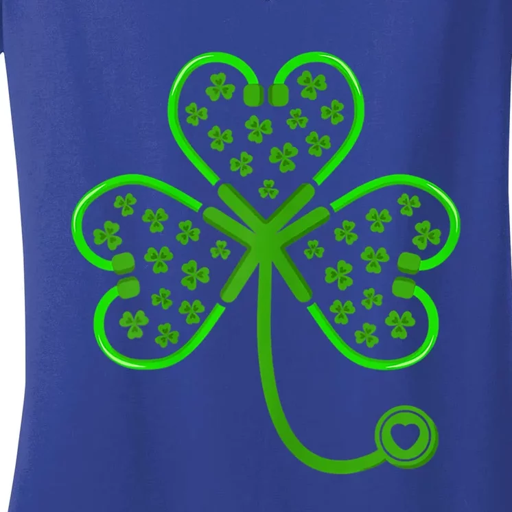 Shamrock Stethoscope Saint Patricks Day Nurse Lover Gift Women's V-Neck T-Shirt