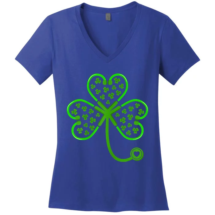 Shamrock Stethoscope Saint Patricks Day Nurse Lover Gift Women's V-Neck T-Shirt