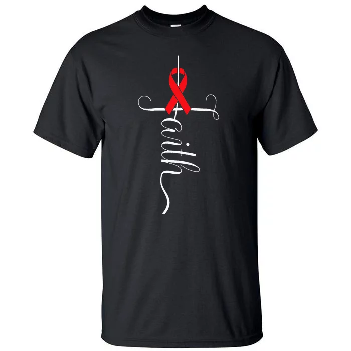 Stroke Survivor Stroke Awareness Red Ribbon Tall T-Shirt