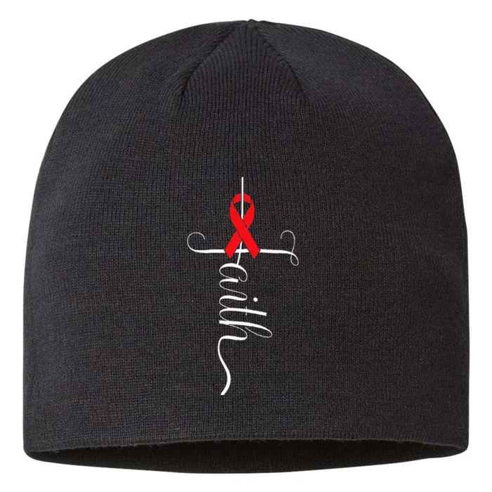 Stroke Survivor Stroke Awareness Red Ribbon 8 1/2in Sustainable Knit Beanie