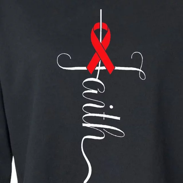 Stroke Survivor Stroke Awareness Red Ribbon Cropped Pullover Crew